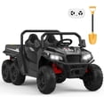 thumbnail image 1 of 24V Ride On Dump Truck, Ride On Car with Remote Control, Electric Dump Bed and Extra Shovel, Ride On Tractors Car with Music Player, Key Start for Safety, Gift for Kids,Black, 1 of 8