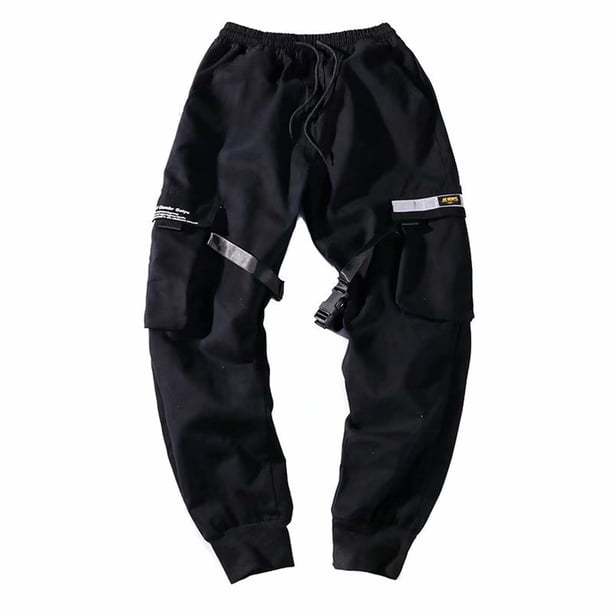 Gibobby pantalones holgados mujer Chaparreras de trabajo con botones, tirantes sólidos, pantalones de color para hombre, pantalones informales ajustados a la (Negro, M)
