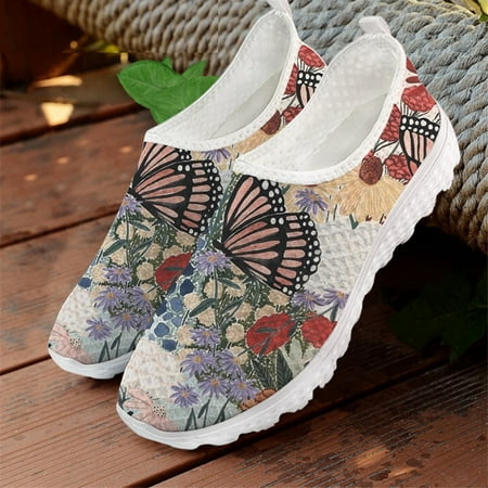 

Cute Bohemia Butterfly Print Woman Flats Casual Shoe for Women Loafers Breathable Summer Mesh Sneaker Lady Slip on Loafer Shoe