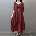 thumbnail image 1 of Robe Décontractée Ample pour Femme, Unie, à Manches Longues, Boho, Longue, Maxi, 1 of 7