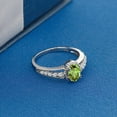 thumbnail image 4 of Gem Stone King 925 Sterling Silver Green Peridot and White Topaz Engagement Ring for Women (1.01 Cttw, Gemstone Birthstone, Available in Size 5, 6, 7, 8, 9), 4 of 5