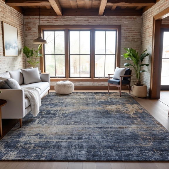 Addison Rugs Mayfield Premium Machine Washable Transitional Abstract Denim Rectangle Rug, 8' x 10'