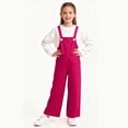 thumbnail image 6 of XIMIN Girls' Wide Leg Overalls - Casual Button Strap Bib Overalls Cute Sleeveless Jumpsuits with Pockets for Kids Teens (Hot Pink, 13-14 Years), 6 of 9
