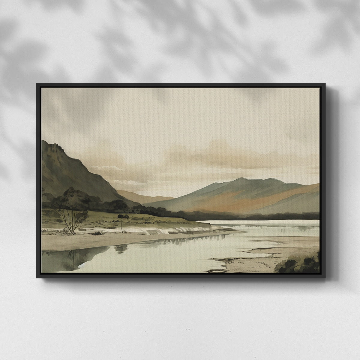 Vintage Landscape-XX By Wexford Home Framed in Black Wood Gallery Wrapped Canvas 25 in. x 37 in.