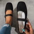 thumbnail image 4 of IEMIEMIEM Womens Mary Jane Flats with Strap Slip on Faux Suede Flats Shoes Comfortable Flats Shoes Non Slip Women Dressy Shoes Black 10 Wide, 4 of 8