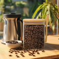 thumbnail image 4 of Contenedor de azúcar morena de 800 ml, tarro de vidrio con tapa y cuchara, almacenamiento hermético en granos de café, incluye 2 ahorradores de azúcar morena Terra Cotta para suavizar, 4 of 4
