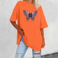 thumbnail image 2 of TSADFHJI Hauts de Noël pour Femmes, T-Shirts Amples à Col Rond et Manches Courtes, Hauts d'Été Imprimés Décontractés, Blouse TTG Orange, 2 of 4