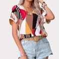 thumbnail image 4 of Gibobby Playera Manga Corta para Mujer Camiseta con estampado geométrico manga corta con cuello en V para mujer a la moda verano(Rojo,M), 4 of 5