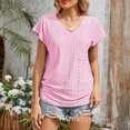 thumbnail image 2 of Blusa de Manga Corta, Color Sólido Casual, Camiseta de Bolsillo con Cuello en V para las Mujeres, 2 of 9
