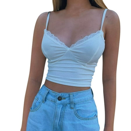

Cute Flower Tops Women Lace Trim Vintage 90s Kawaii Clothes Structure Stitched V Neck Corset Top
