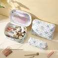thumbnail image 2 of LazySpin Makeup Bag Set, 3-Piece Cotton Cosmetic Toiletry Bag for Travel, Cosmetic Pouch for Organize, Blue Flower, 2 of 9