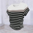 thumbnail image 5 of Women's Casual Striped Short Sleeve T Shirts Crewneck Summer Tee Shirts White S(S), 5 of 5