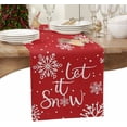 thumbnail image 4 of Christmas Table Runner-Cotton Linen-Let it Snow Dinner Scarf Décor,Long 36 Inch Holiday Winter Snowflake Dresser Scarves,Farmhouse Xmas Kitchen Coffee/Dining Home Living Room Tablerunner,Red White, 4 of 7