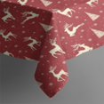 thumbnail image 3 of Red Christmas Reindeer Pattern Rectangle Tablecloth 60"x84",Waterproof Polyester Rectangle Table Cloth, Wipeable Spillproof Polyester Tablecloth for Dining, Camping, Indoor and Outdoor, 3 of 5
