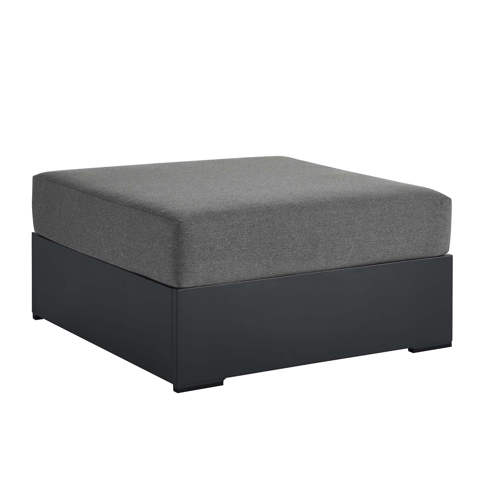 Tahoe Outdoor Patio Powder-Coated Aluminum Ottoman in Gray Charcoal