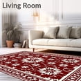thumbnail image 2 of ODIKA 2'x3' Machine Washable Non-Slip Area Rug, Festive Yuletide Interlocking Nordic Snowflake Holiday Pathway High Traffic Rug, Red, 506129, 2 of 7
