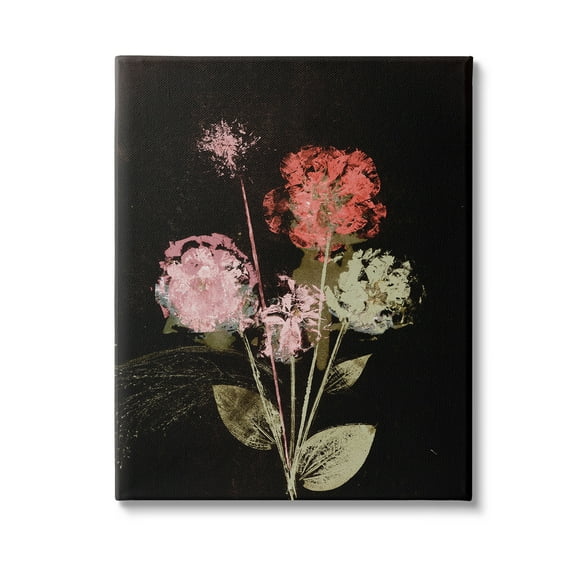 Stupell Industries Rustic Roses on Black Botanical & Floral Painting Gallery Wrapped Canvas Art Print Wall Art, 16 x 20