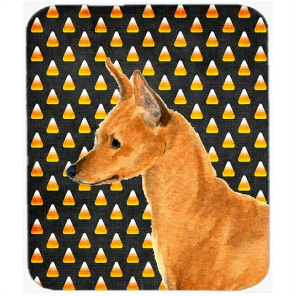 Min Pin Candy Corn Halloween Portrait Mouse Pad, Hot Pad Or Trivet