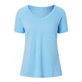thumbnail image 4 of Spring Summer 2024 Ladies Fashion Pocket V Neck Slit Shoulder Short Sleeved T Shirt Women Layering Tee for Women Raglan Shirts for Women Women Casual Shirts Summer Spandex T Shirt Women Fitted T, 4 of 7