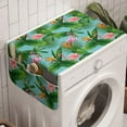 thumbnail image 1 of Tropical Washing Machine Organizer, Formation of Flamingos and Hawaiian Plants and Flowers, Anti-slip Fabric Top Cover for Washer and Dryer, Pale Sky Blue Fern Green, by Ambesonne, 1 of 1