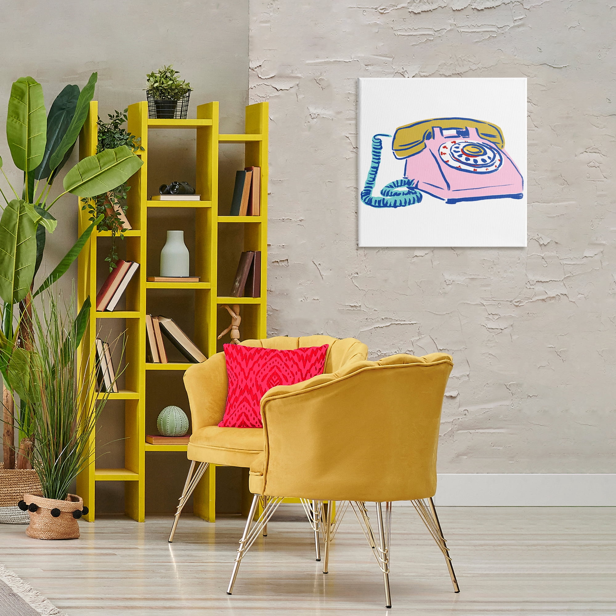 Stupell Industries Retro Rotary Telephone Novelty Painting Gallery Wrapped Canvas Art Print Wall Art, 24 x 24