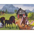 thumbnail image 1 of Cheval Bande Dessinée Coloré Large Papier Peint Frontière pour les Enfants Salle de Jeux, Rouleau 15' x 9'', 1 of 3
