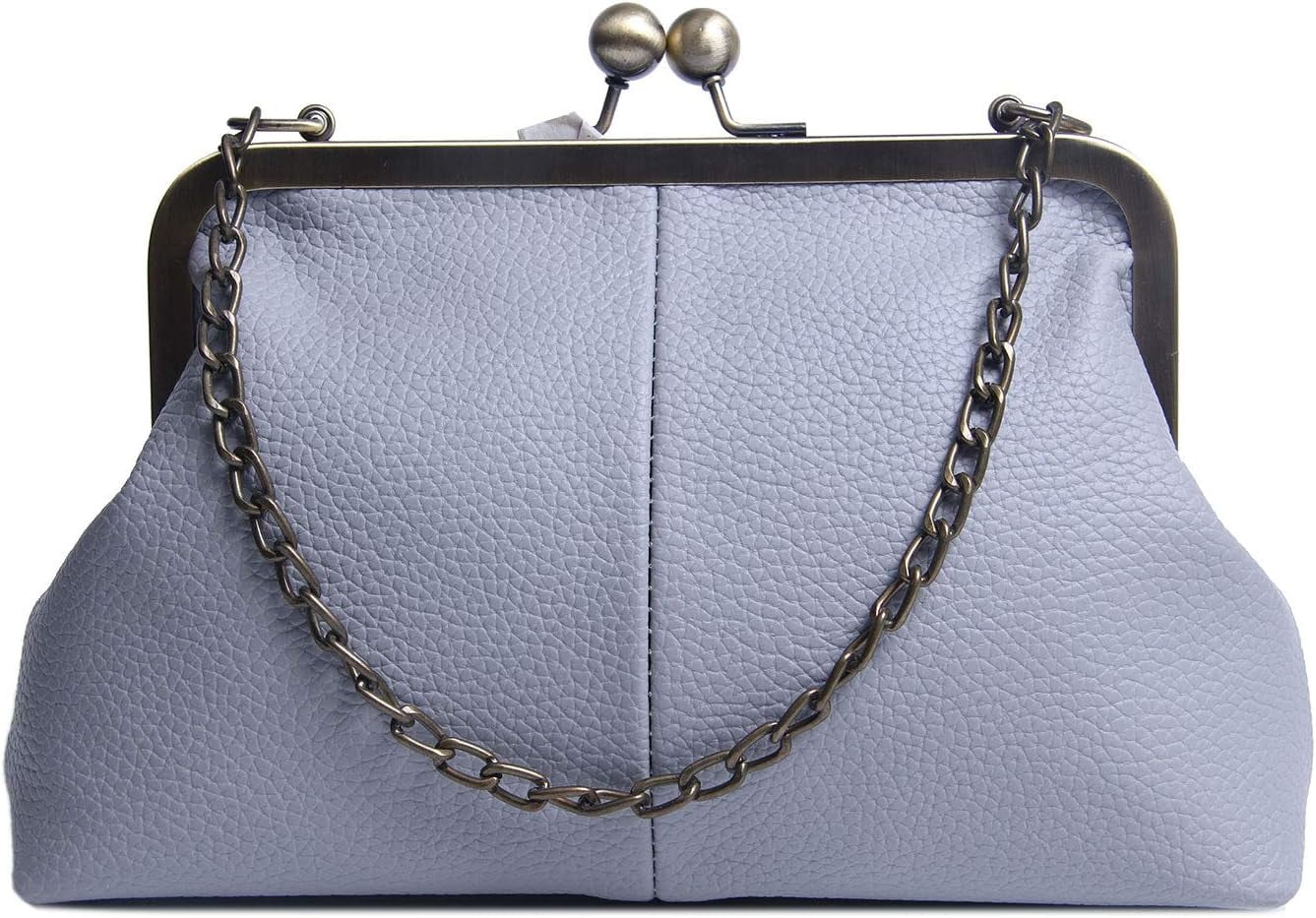 Women Classical Kiss Lock Clutch with Chain Strap Shoulder Bag Purse Wallet