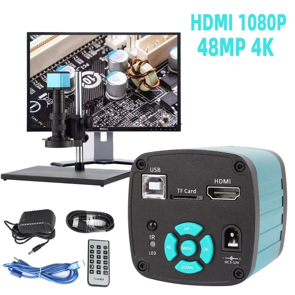 YIZHAN Caméra Microscope Industrielle Électronique HD 48MP Enregistrement Vidéo 4K Sortie d'Image 1080P Bouton Multi-Fonction Capteur d'Image 2M avec Port USB/HDMI