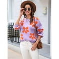thumbnail image 5 of Women'S Sweater Fall Long Sleeve Crewneck Tops Knit Oversized Pullover Casual Print Tops, 5 of 8