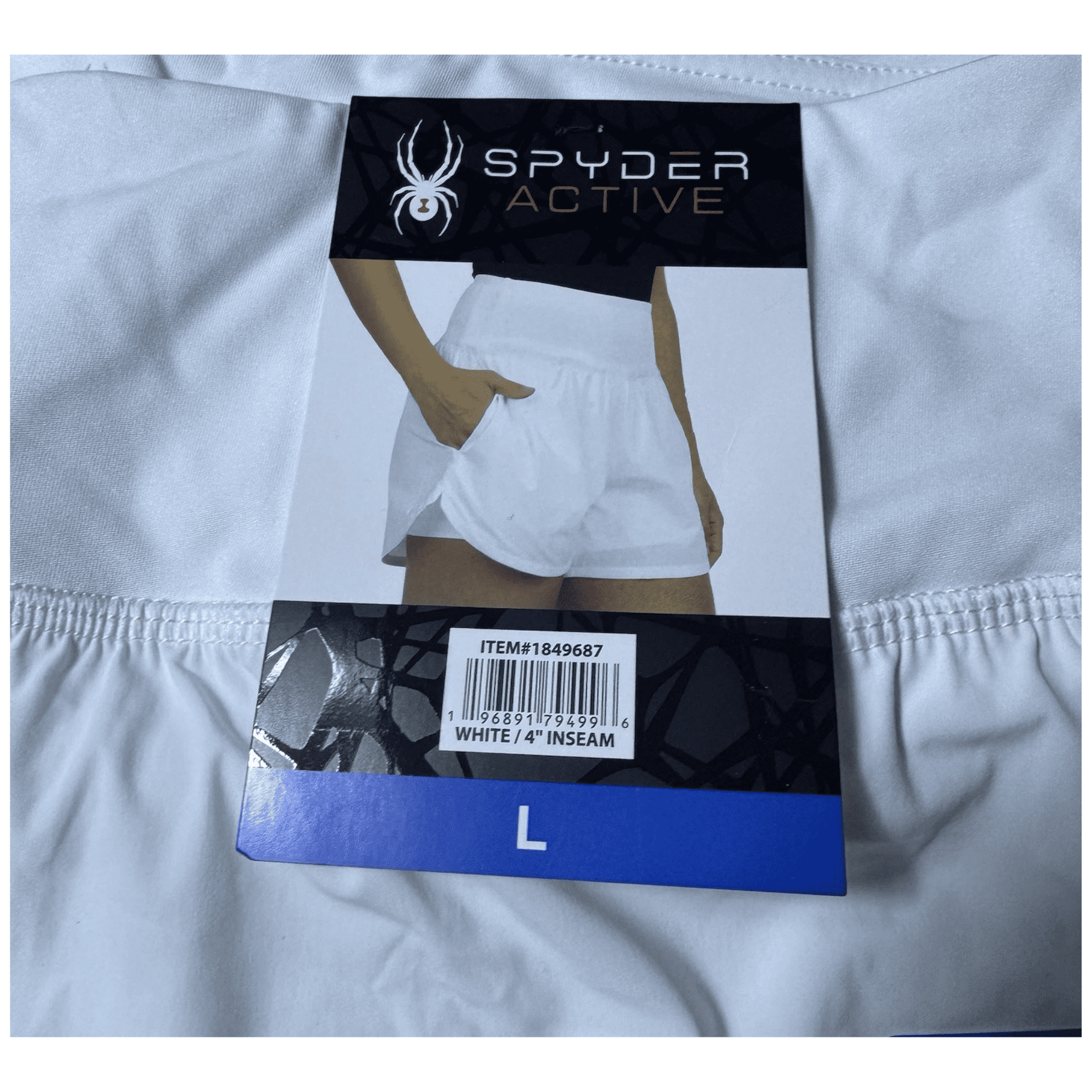 Spyder Active Women's Athletic Shorts with Pockets, White, 4" Inseam, Size Large