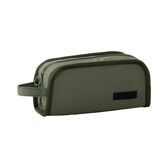 Kyusrd Canvas Large Capacity Pencil Pouch with Handheld Strap,Simple Zipper Stationery Bag 22x10x7cm,Holds Up to 60 Pens for Office Travel