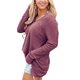 thumbnail image 3 of Tops de otoño para mujer, camisas simples informales de manga larga con cuello en V, Top holgado de talla grande con abertura y bolsillo en el pecho, 3 of 5