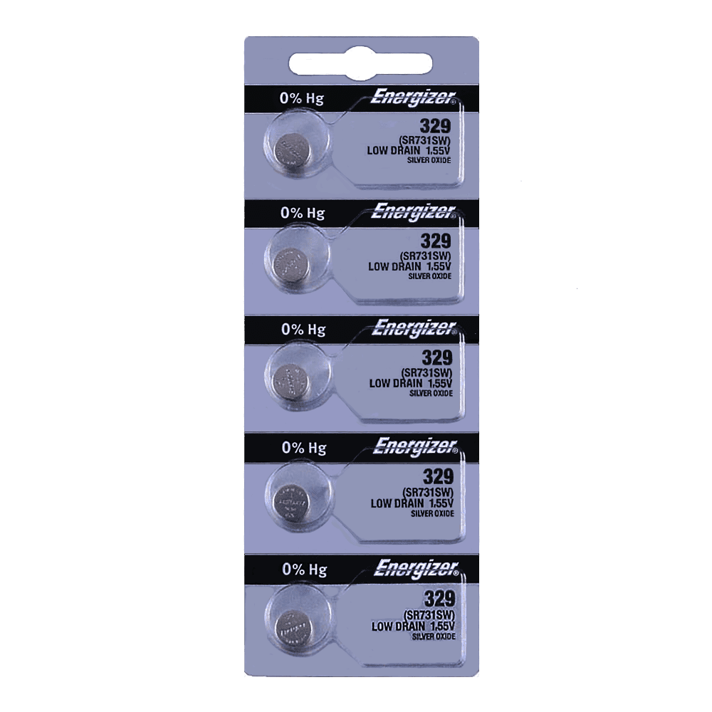 Energizer 329 SR731SW 1.55V MercuryFree Silver Oxide Watch Battery (5 Pack)