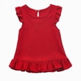 thumbnail image 3 of Sgkm Baby Kids Girl T Shirts with Fly Sleeve Ruffle Solid Color Cotton Top Round Neck Summer Clothes Breathable Red 3-4 Years, 3 of 6