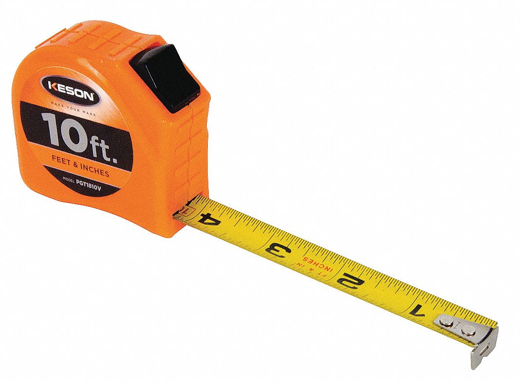 10 ft. Steel SAE Tape Measure, Orange