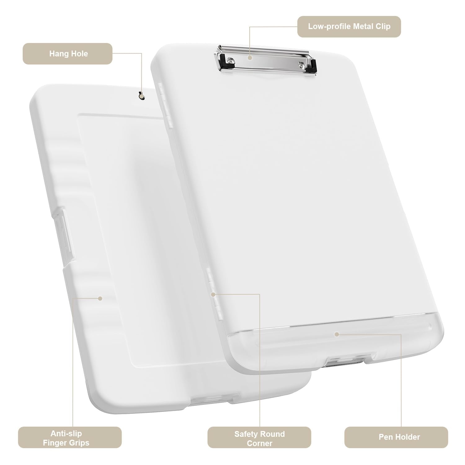 Clipboard with Storage, 8.5 x 11 Organization Box with Pen Holder and A4 Legal Paper Folder, Folio & Side-Opening, Low Profile Clip,for Nurses,Teachers, Size 14 x 9.6 x 1.2 in
