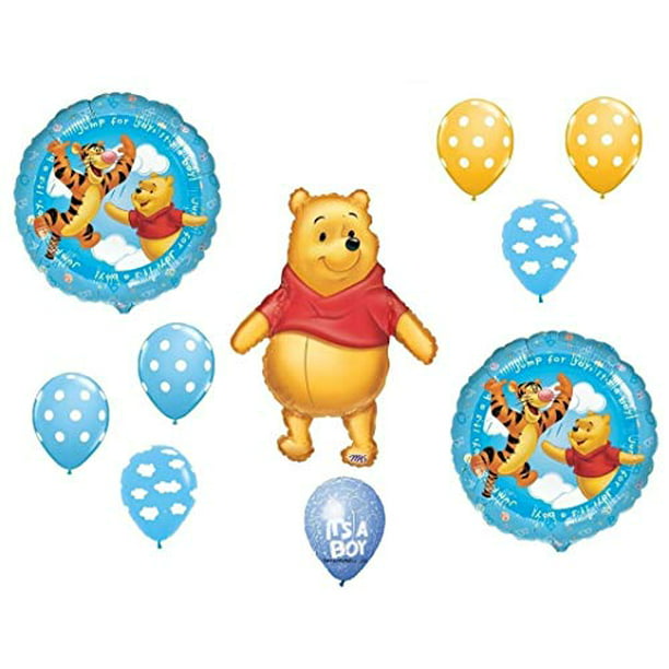 Winnie The Pooh Baby Boy Clouds Shower Welcome Little One Balloons Bouquet Party Decor Walmart Com Walmart Com