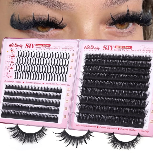 Extensiones de Pestañas Newcally SIY Racimos de Pestañas 10-19mm Rizado D