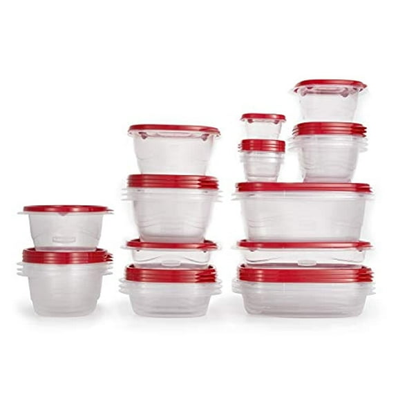 Rubbermaid Ruby Red Plastic Freezer Safe Food Storage Container (26 Count)