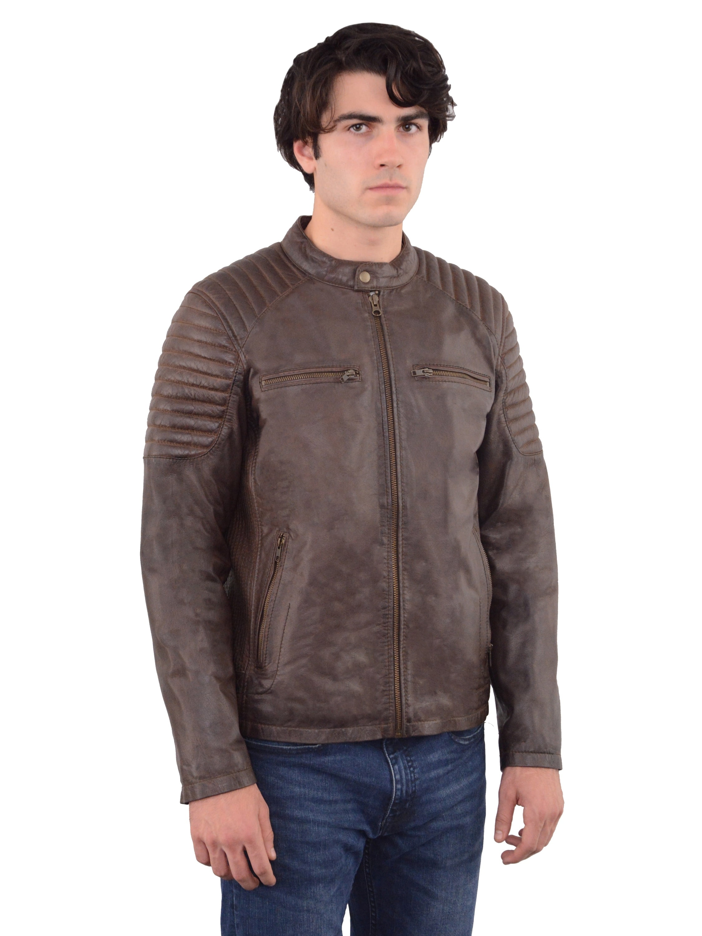 Leather Snap-collar Jacket 