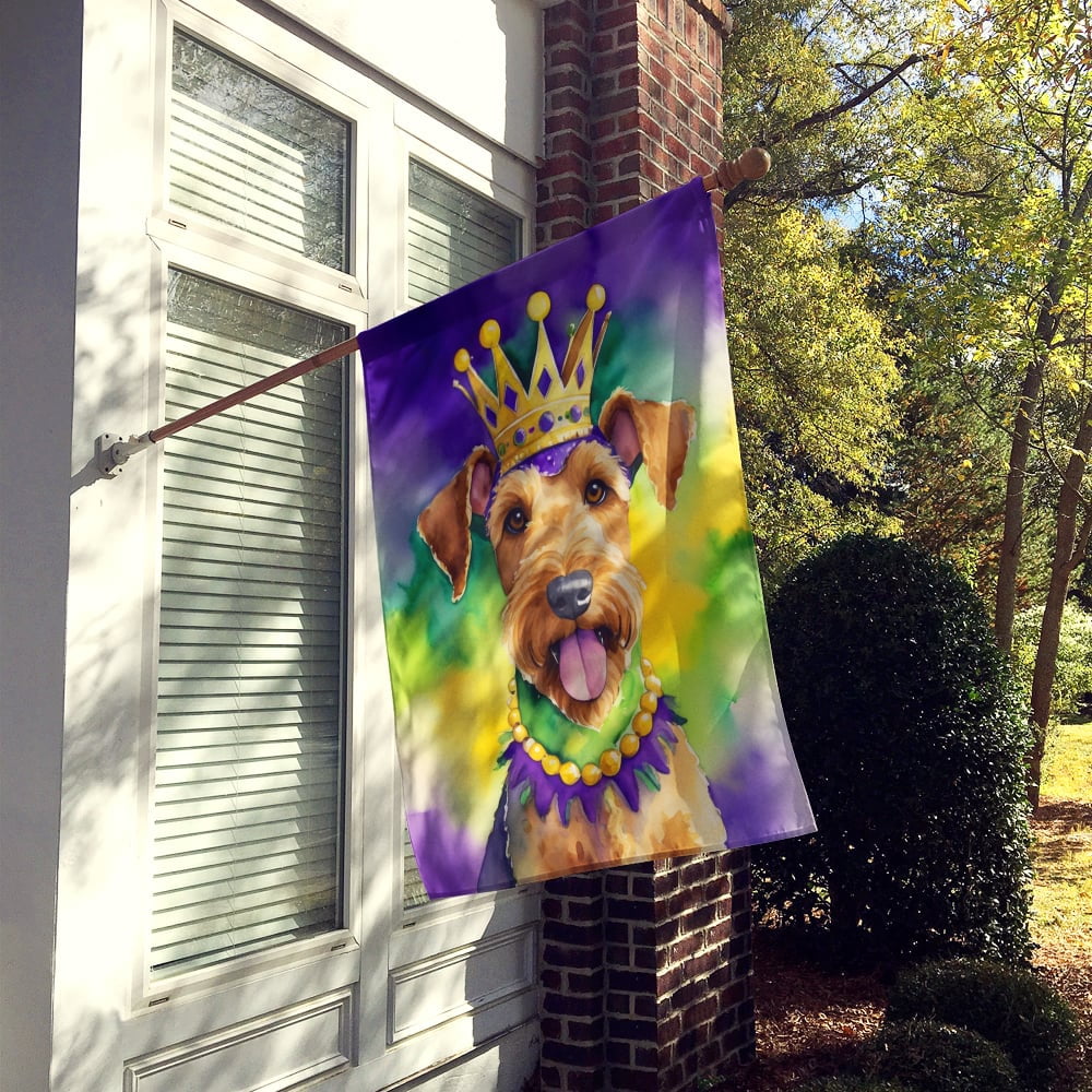 Airedale Terrier King of Mardi Gras House Flag 28 in x 40 in