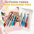 thumbnail image 4 of Uxcell 3 Pcs Pinzas de cocina con puntas de silicona, pinzas de acero inoxidable de 9 pulgadas resistentes al calor, 4 of 7