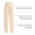 thumbnail image 4 of Pantalones PRETTYGARDEN 2025 de tiro alto, largo al tobillo, beige, talla M, 4 of 9
