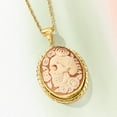 thumbnail image 3 of Ross-Simons Italian Orange Shell Floral Skull Cameo Pendant Necklace in 18kt Gold Over Sterling, Women's, Adult, 3 of 7