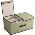 thumbnail image 1 of Foldable Linen Storage Box with Double Lid, Large Capacity Organizer (50x30x25 cm) for Home, Office, Clothes, Books, Toys – Durable, Portable, Stylish Design, 1 of 5
