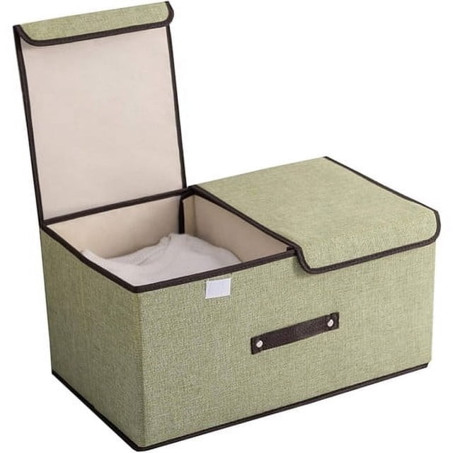 Foldable Linen Storage Box with Double Lid, Large Capacity Organizer (50x30x25 cm) for Home, Office, Clothes, Books, Toys – Durable, Portable, Stylish Design