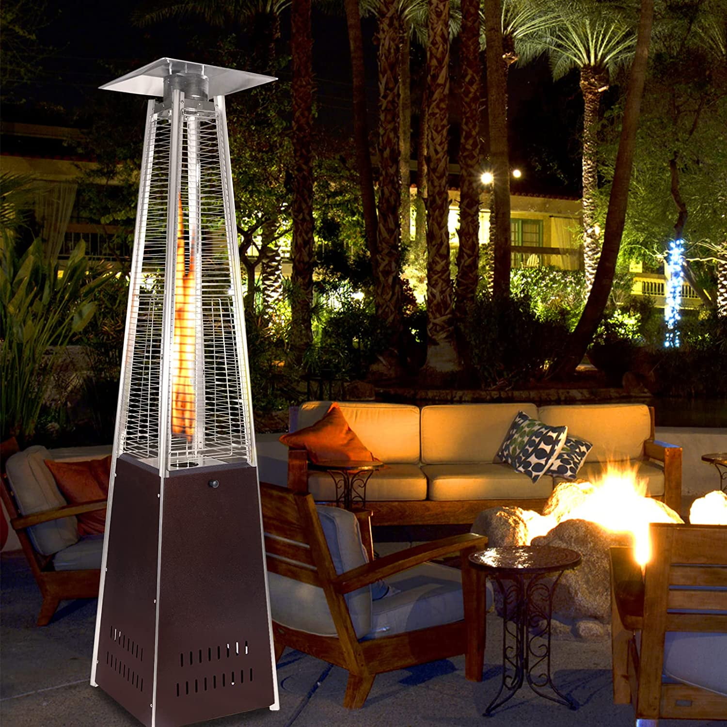 Polar Aurora Patio Heaters For Outdoor Fire Sense 42,000 BTU, Pyramid  Propane Heater With Wheels For Party, Deck, Commercial,Brown - Walmart.com