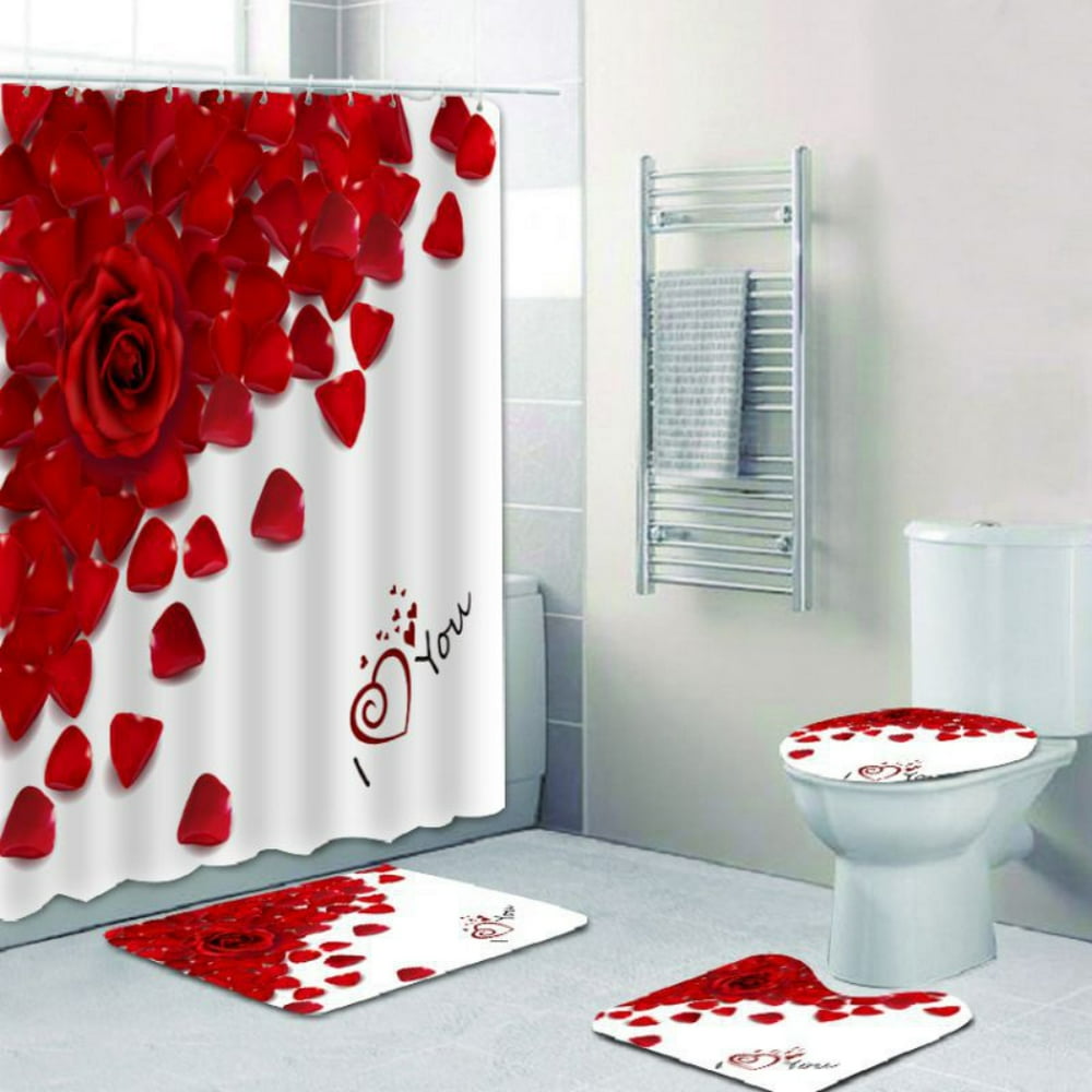 Valentine´s Shower Curtain Set Rose Romantic Flowers for Lover
