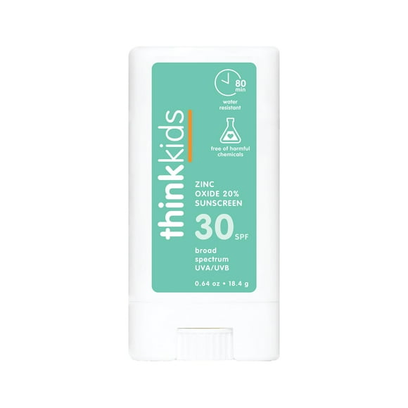 Thinksport Kids SPF 30 Protector solar mineral en barra 0.64 oz Natural Resistente al agua Protector solar para arrecifes para niños Protector solar de amplio espectro UVA/UVB Barra de viaje para