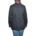 thumbnail image 3 of French Connection Mixed Media Detachable Stand Collar Coat, Black/Burgundy (Medium), 3 of 5
